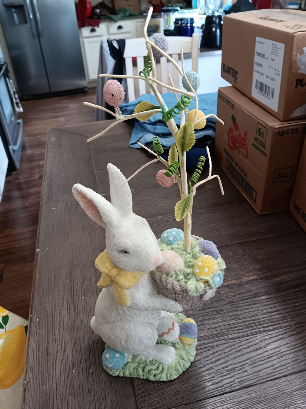 Unk White Bunny with Pastel Accents Table Decor